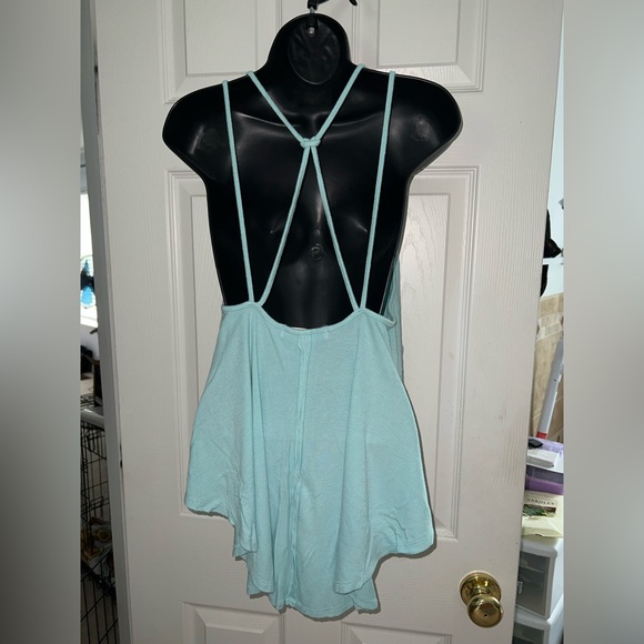 Free People Rock Your World Strappy Tank Top Washed Aqua Sz XL - Picture 3 of 4